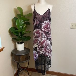 Guess | purple and black floral slip dress